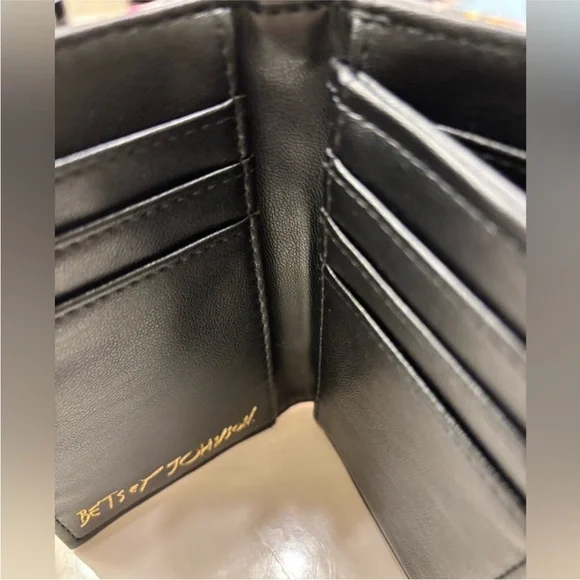 Betsey Johnson Black Floral & Leopard Chain Print Wallet - Picture 4 of 8